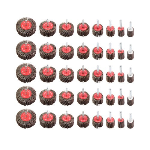 DURAFORCE 40 Pack 1/4 Inch 80 Grit Cylindrical Shape Sanding Wheels 8 Sizes Flap Wheel Set