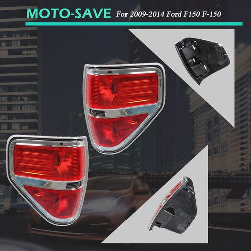 DURAFORCE Tail Light Set Fit FOR 2009-2014 Ford F150 F-150 Rear Body Lamps L+ R Halogen