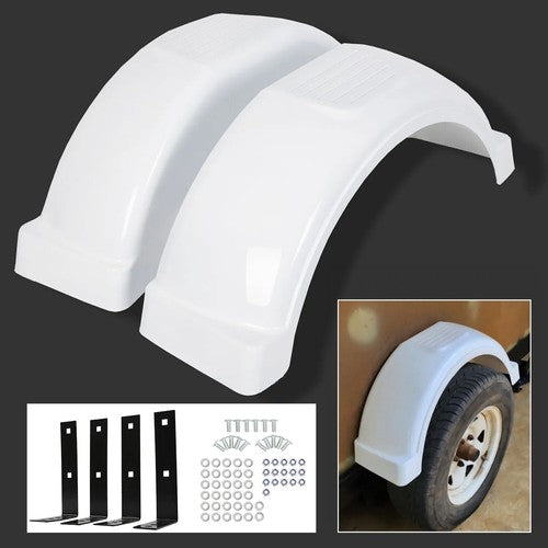 DURAFORCE Set of 2 Single Axle Trailer Fenders 13 Wheels Tires Top Step Skirt Boat