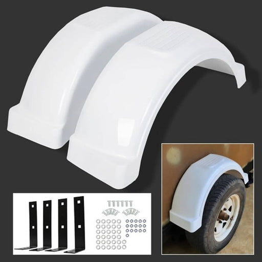 DURAFORCE Set of 2 Single Axle Trailer Fenders 13 Wheels Tires Top Step Skirt Boat
