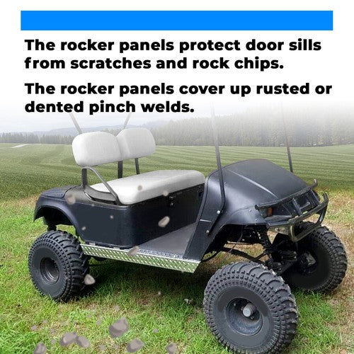Aluminum Diamond Plate Rocker Panel Side Covers for EZGO TXT Golf Cart 1994-2013