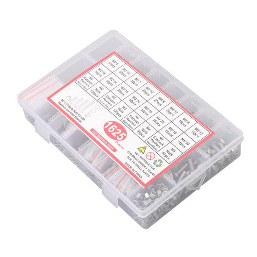 DURAFORCE 1625× M2 M3 M4 M5 Metric Screw Assortment, 304 Stainless Steel Bolts & Nuts
