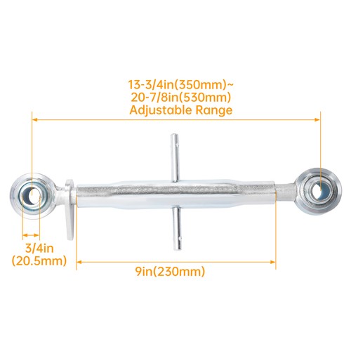 3 Point Hitch Top Link for Category 1 Tractors 15 Inch Body Adjustable Galvanized