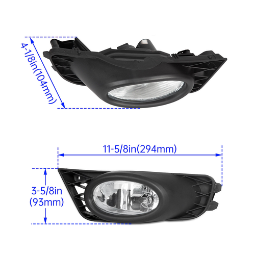 DURAFORCE Bumper Fog Lights Driving Lamps w/Switch for 2009-2011 Honda Civic 4-Door Sedan