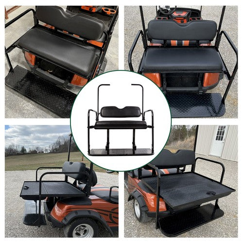 DURAFORCE For 1995-up EZGO TXT Rear Back Seat Kit with Fold Down Pad Black Cushions