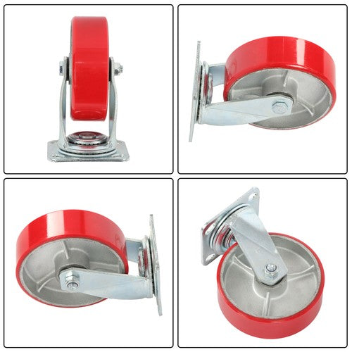 DURAFORCE 6" × 2" Tilt Casters Heavy Duty Swivel Caster Wheel 1250 Lbs Industrial Casters