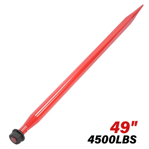 DURAFORCE For Tractor Spike Fork Tine 49" Red Hay Bale Spear Cap Quick Attachments 4500LBS