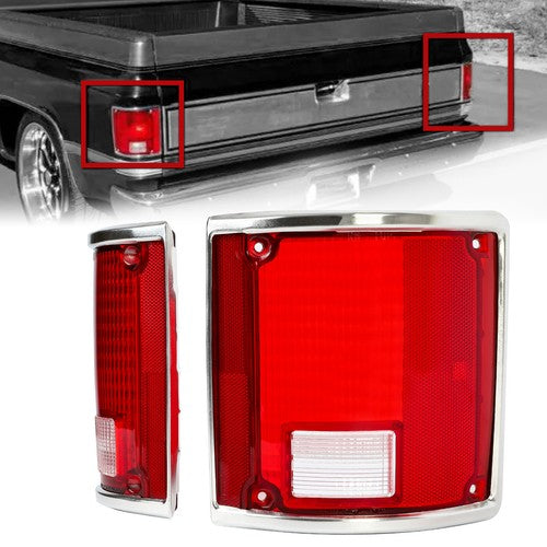 DURAFORCE Tail Lights Lamps w/Chrome Left & Right For 73-91 Chevrolet C10 K10 GMC Sierra