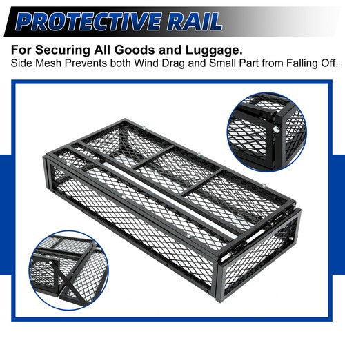 Front Rear Cargo Basket Luggage Carrier Mesh Rack Black Steel for ATV