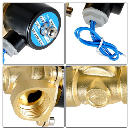 DURAFORCE AC 110V 120V Volt NC 1" NPT Electric Solenoid Valve Brass Water Air Gas