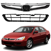 DURAFORCE Front Upper & Lower Grille 2pcs for 2006-2007 for Honda Accord 4DR Sedan