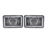 DURAFORCE 4PCS 4X6" Red LED Halo Headlight Projector Headlamp Sealed Beam H4 Diamond Cut