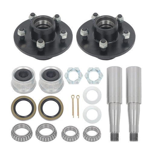 DURAFORCE Idler Hub Round Spindle Kit Trailer Hub Kit With Bearing Kit For 5 Lug × 4.5"