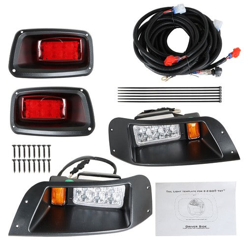 DURAFORCE For EZGO TXT Golf Cart Gas&Electric 12V LED Headlight & Tail Light Kit W/ Wire
