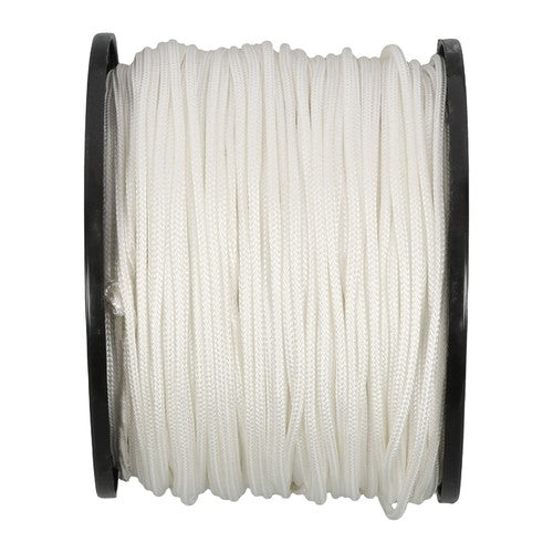 DURAFORCE 1/8 inch White Dacron Polyester Rope - 500 Foot Spool | Solid Braid