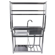 DURAFORCE 39.4in Stainless Steel Utility Sink Set, Single Bowl Commercial Sink w/ Shelves