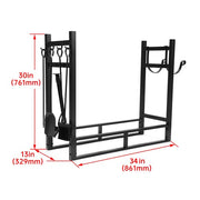 DURAFORCE Indoor/Outdoor Firewood Log Rack - Steel Fireplace Storage Holder Fire Durable