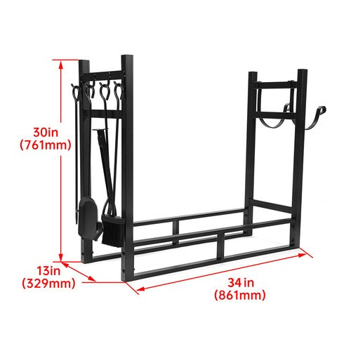 DURAFORCE Indoor/Outdoor Firewood Log Rack - Steel Fireplace Storage Holder Fire Durable