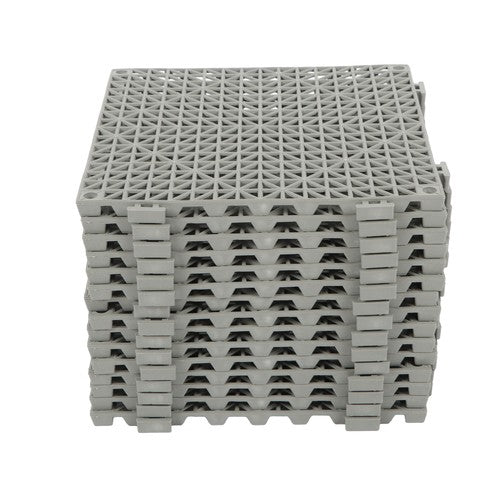 DURAFORCE 12"x12" Gray PVC Non-Slip Interlocking Drainage Floor Mat For Bathroom 55 Pack
