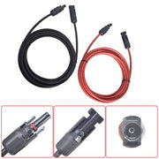 DURAFORCE 1Pair Solar Panel Extension Cable Wire Connector 12AWG 10ft Black + Red