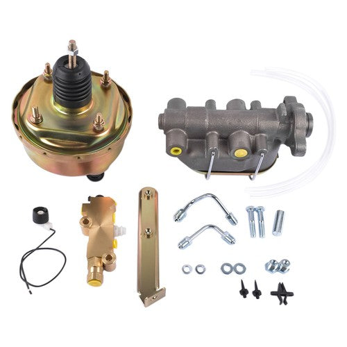 DURAFORCE 7 Inch Power Brake Booster, 1 Inch Bore Master, Bottom Mount Valve Disc/Drum Kit