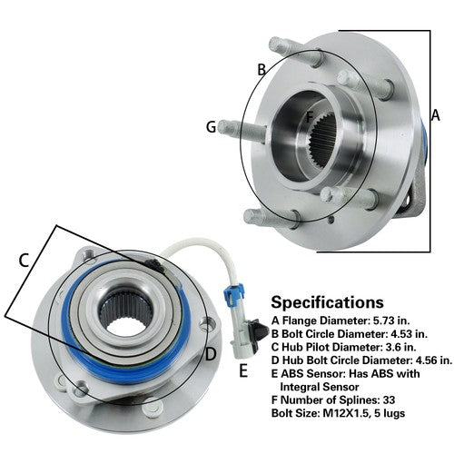 DURAFORCE For Chevrolet Impala 2000-2013 1pc Front Rear Wheel Hub Bearing Assembly 513121