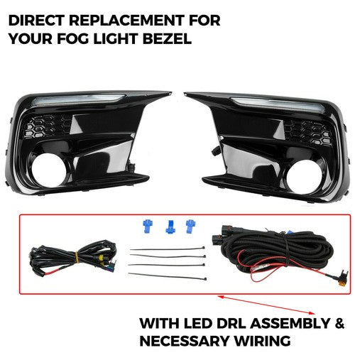 DURAFORCE White/Amber LED DRL Fog Light Bezel Cover kit for 2018-2021 Subaru WRX/STI Pair