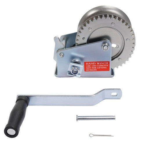 DURAFORCE 1400LB Steel Horizontal Pulling Hand Winch w/Ratchet Galvanized For Boat Trailer