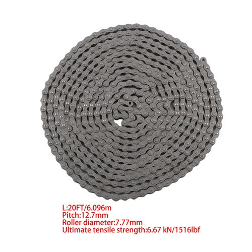 DURAFORCE 20ft #41 Roller Chain with Master Link 1/2" Pitch Gate Opener Industrial Machine