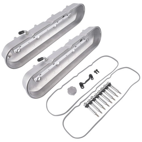 DURAFORCE GM LS Cast Aluminum Tall Silver Pair Valve Covers w/ Coil Mounts For LS1 LS2 LS3
