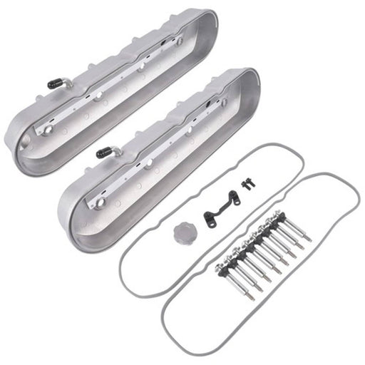 DURAFORCE GM LS Cast Aluminum Tall Silver Pair Valve Covers w/ Coil Mounts For LS1 LS2 LS3