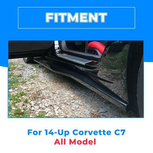 Metallic Side Skirts Z06 Style ABS Gloss Black for 2014 2019 14 Up Corvette C7