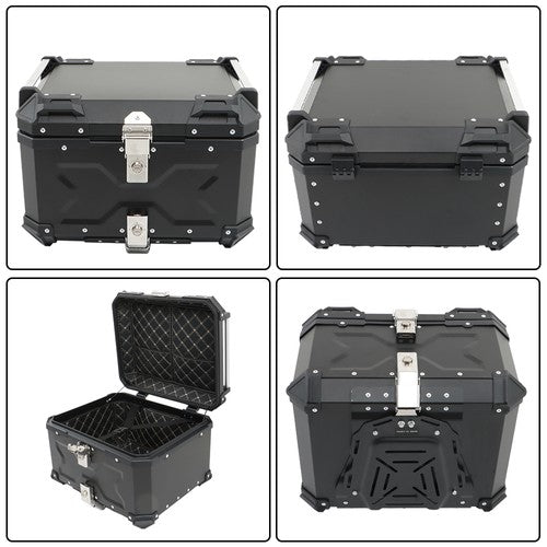 DURAFORCE 55L Motorcycle Top Case Tail Box Waterproof Luggage Scooter Trunk Storage Black
