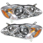 DURAFORCE Headlights For Toyota Corolla 2003-2008 LH+RH 1Pair Chrome Housing Clear Lens