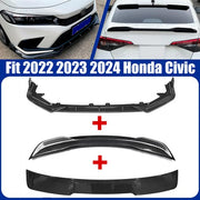 DURAFORCE For 2022-2024 Honda Civic CF Painted Rear Trunk & Roof Spoiler Wing & Front Lip