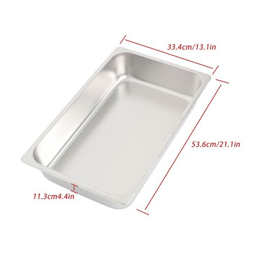 DURAFORCE Restaurant Steam Table Pans 2 Pack Full Size 4 Inch Deep Thickened with Lid