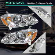 DURAFORCE HeadLamps Headlights Fit For Toyota Corolla 2003-2008 Pair Left+Right Side