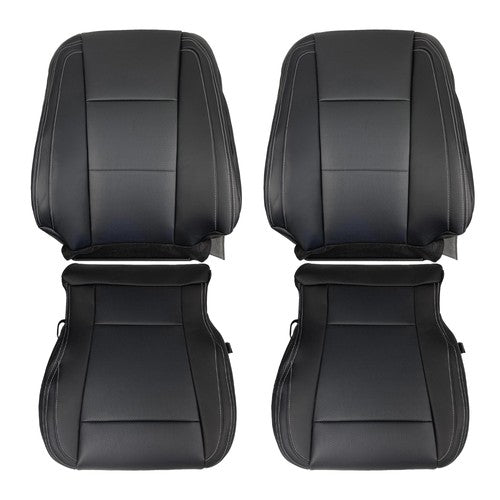DURAFORCE Black For Ford F150 2015-2017 Driver&Passenger Bottom And Top Seat Cover Leather
