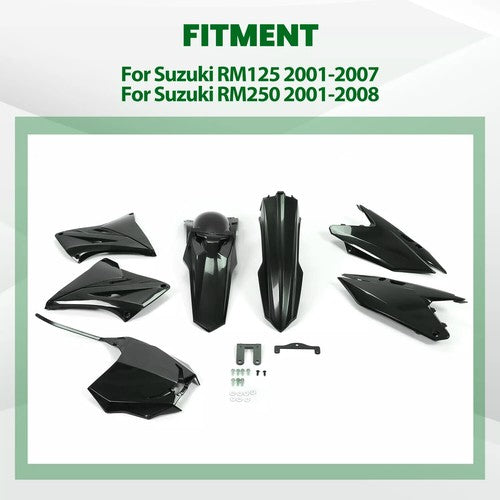 DURAFORCE Complete Plastics Kit Fairing Bodywork Set For Suzuki RM250 RM125 2001-2008