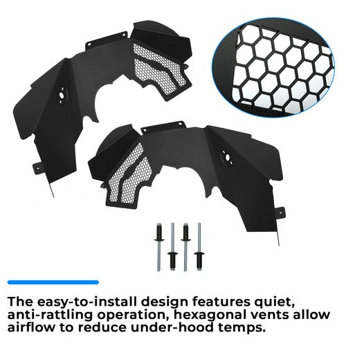 Aluminum Front Inner Fender Liners for 2007-2018 Jeep Wrangler JK JKU