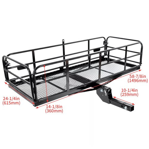 Folding Trailer Hitch Cargo Carrier Basket Luggage Rack with 2 Inch Receiver 500 LBS