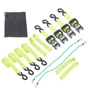 DURAFORCE 4-Pack 1.6"x8' Green Ratchet Straps Kit 5,208lb Break Strength w/ Safety S Hooks