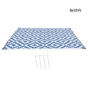 DURAFORCE 8x10FT Waterproof Foldable Outdoor Plastic Navy Blue White Carpet