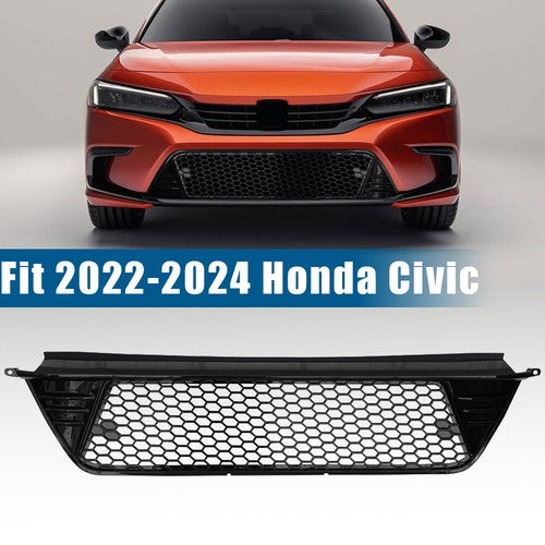DURAFORCE Front Bumper Lower Grille Honeycomb Glossy Black for 2022-2024 for Honda Civic