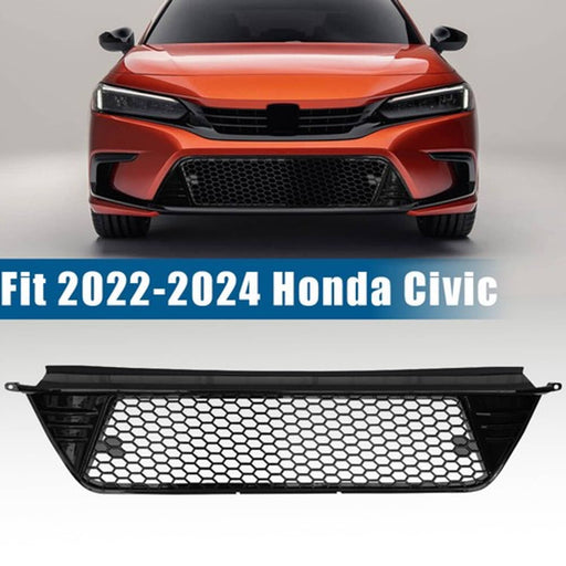 DURAFORCE Front Bumper Lower Grille Honeycomb Glossy Black for 2022-2024 for Honda Civic