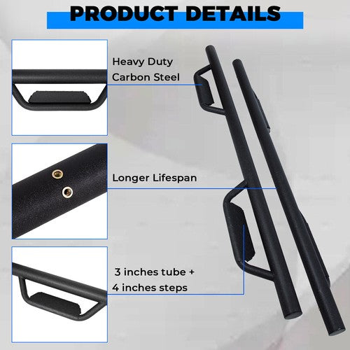 Running Boards For Toyota Tacoma 2005-2023 Double Cab Black Side Steps Nerf Bar