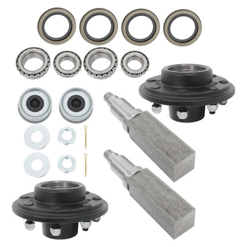 DURAFORCE 2 Sets For 8-lug 6.5" Trailer Hub Kit and Square #42 Spindles-8 Pieces/set