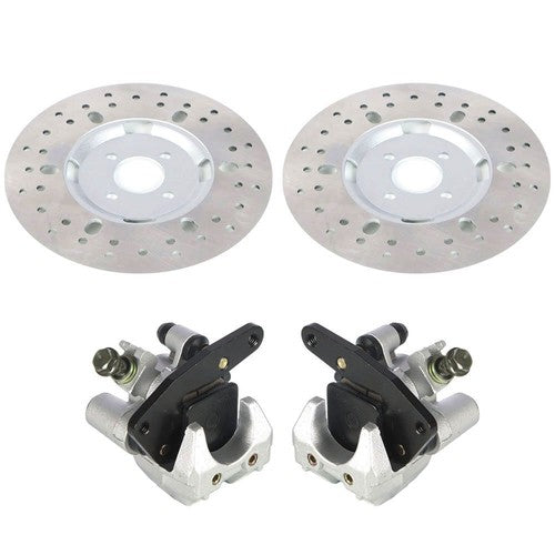 DURAFORCE Front Brake Calipers & Disc Rotors For Yamaha Big Bear 400 YFM400F 4x4 2000-2006