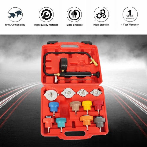 DURAFORCE 14pcs Cooling System Radiator Pressure Detector Coolant Antifreeze Leak Test Set