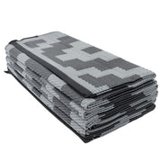 DURAFORCE Waterproof Outdoor Rug Outdoor Plastic Straw Rug 9x12FT Black Gray Camping